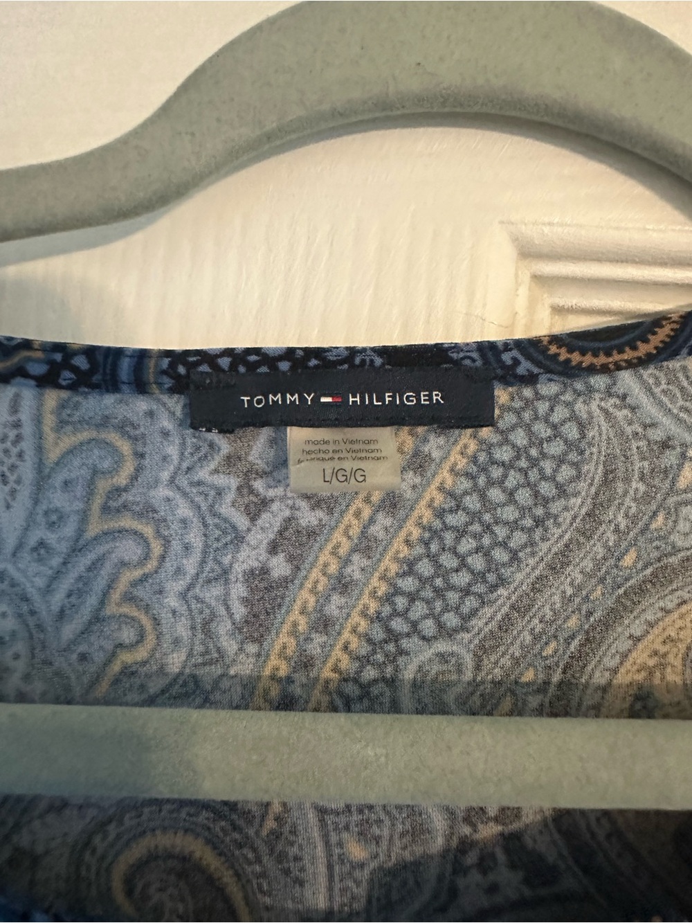 Tommy Hilfiger Blue and Gray Paisley Long Sleeve Tunic
